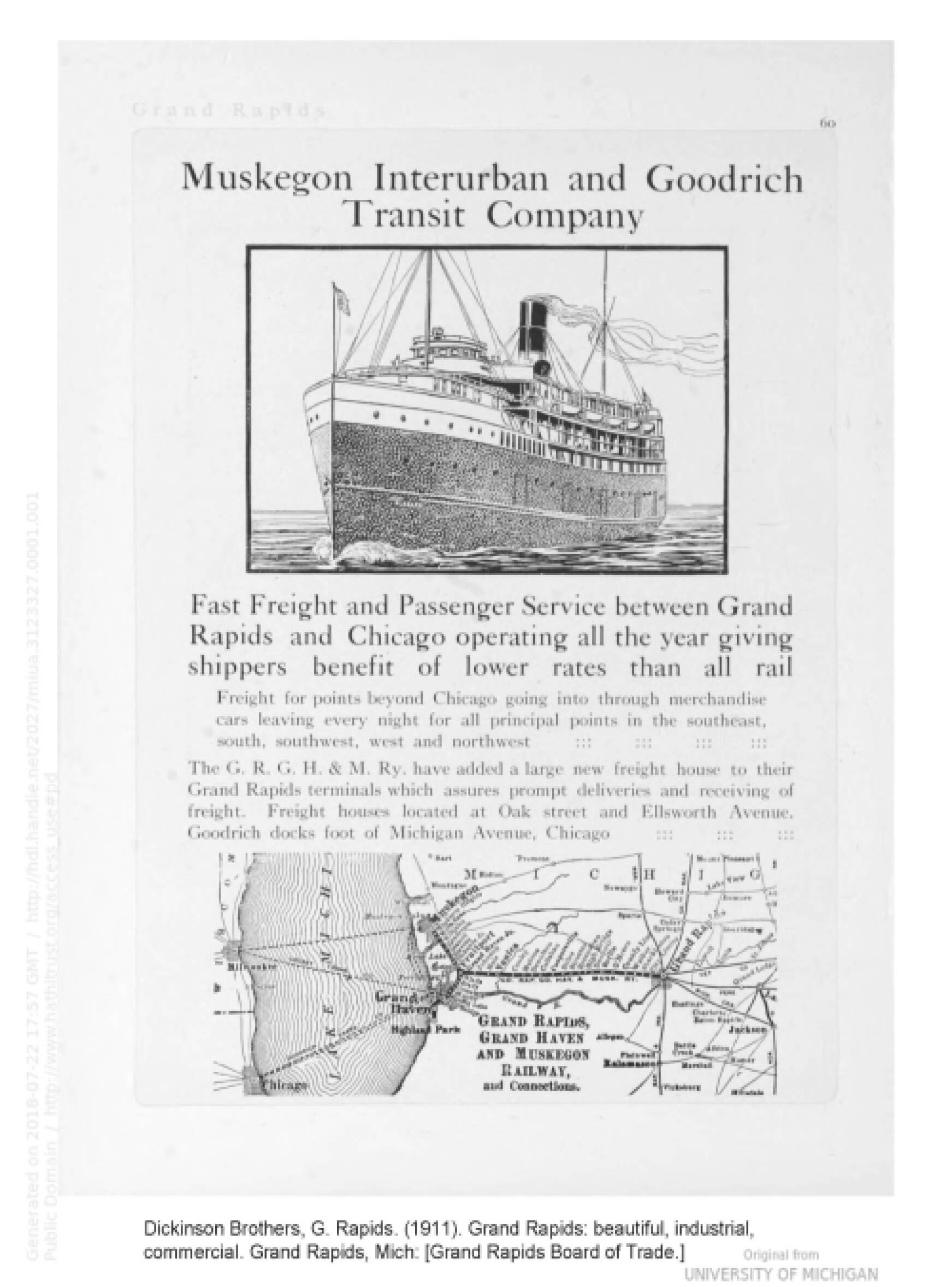 Muskegon boat transportation document in 1911